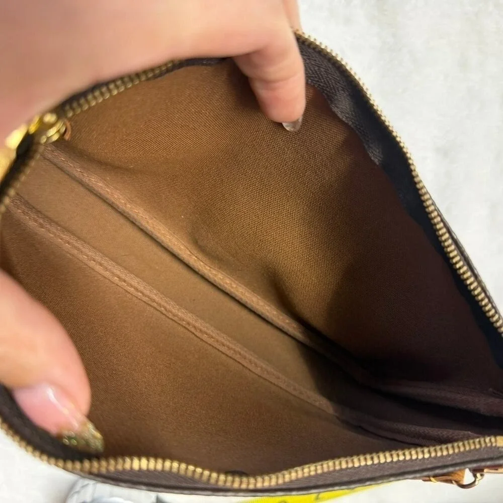 Louis Vuitton Monogram Pochette Accessories Brown Vachetta Strap